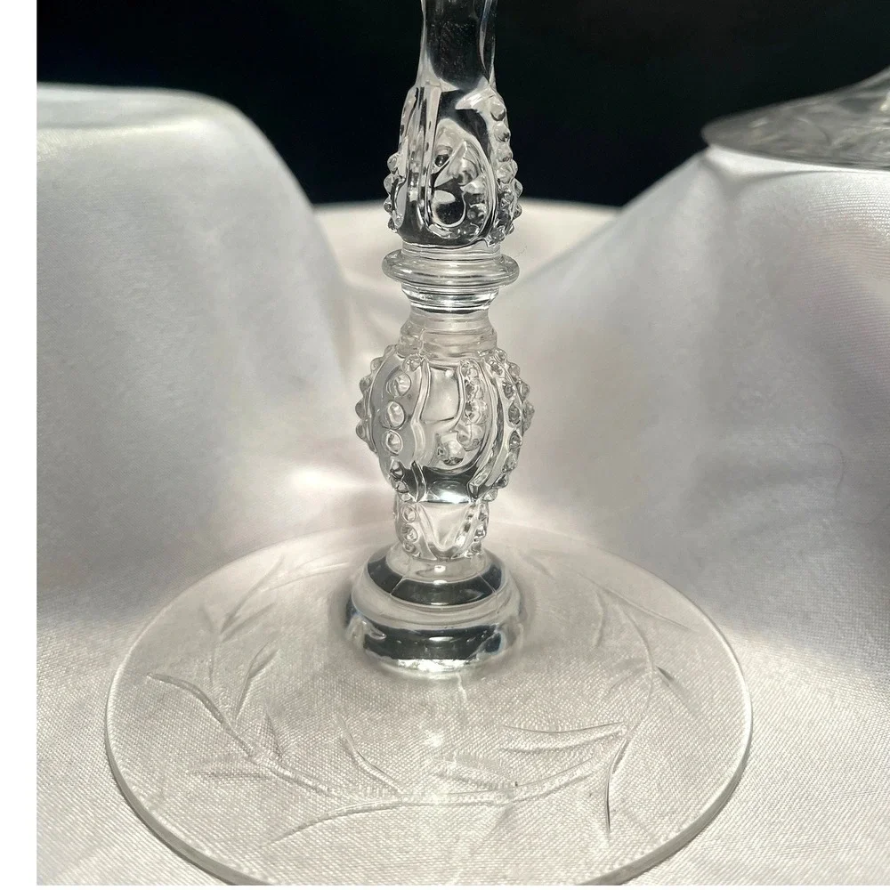 Vintage Heisey Crystal Tall Champagne Coupe Sherbet Glasses Set of 2 Clear 6in